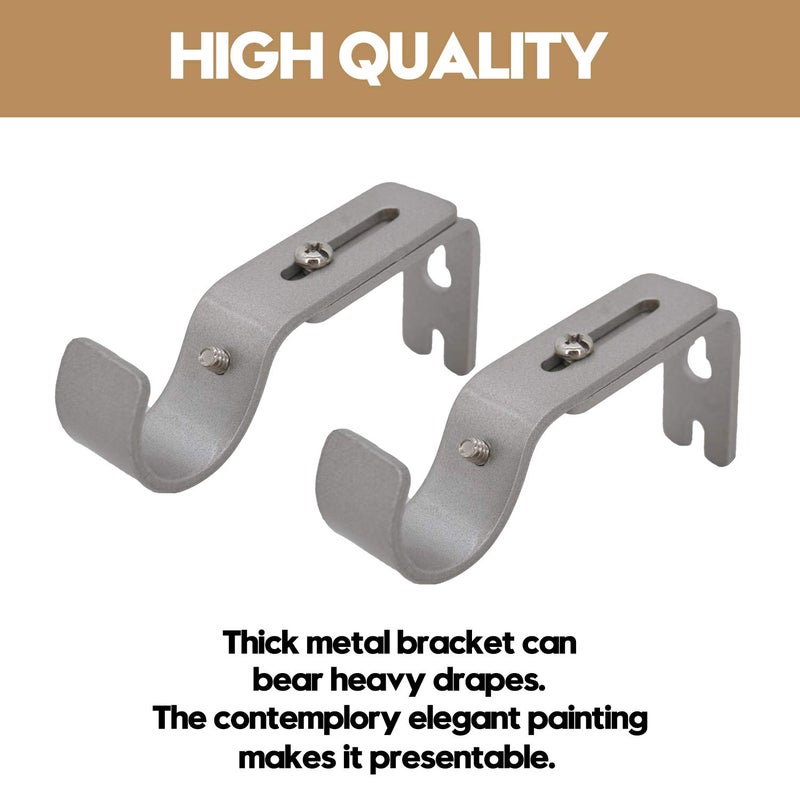 AddGrace Adjustable Curtain Rod Bracket Fits up to 1 inch Curtain Rod Sturdy Premium Brackets for Wall Set of 6 Silver - Image 5